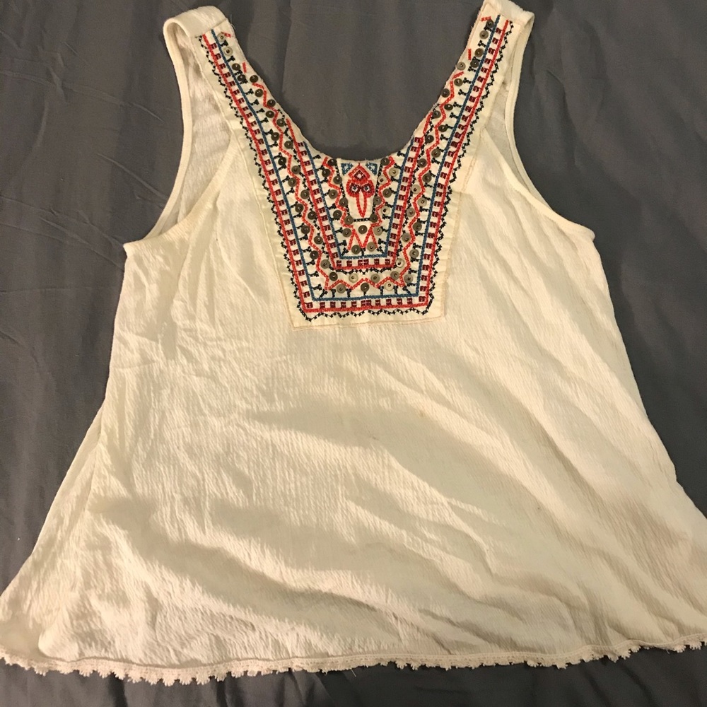 Beaded embroidered tank